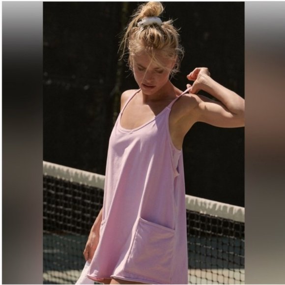 Free People Hot Shot Mini Dress with Built in Shorts Bright Orchid Pink - Large - Picture 4 of 7